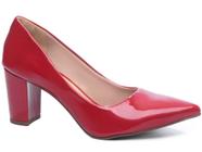 Sapato Scarpin Salto Grosso Numeração Especial Verniz Vermelho Bloco Arrasadora