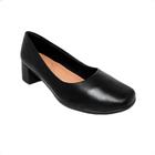 Sapato Scarpin Usaflex em Couro Salto Grosso AJ0104 Feminino-Preto