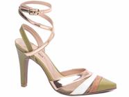 Sapato Scarpin Verde Cobre Branco Bege Salto Fino 67029B