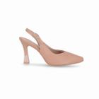 Sapato Slingback Silvana Salto Alto Amendoa