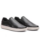 Sapato Slip On Masculino Preto em Couro Detalhe Metalasse