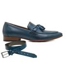 Sapato Social Azul Sky Bambolim em Couro + Cinto 48006