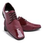 Sapato Social Casual Masculino Bico Quadrado Elegante e Moderno Acabamento Brilhoso