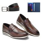 Sapato Social Casual Mocassim Oxford + Carteira E Cinto