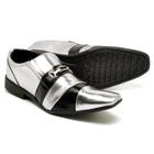 Sapato Social Confortável Masculino Lisboa Prata e Preto Vogado Shoes