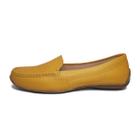 Sapato Social Feminino Em Couro Mocassim Slip On Brunet Mostarda