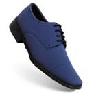 Sapato Social Masculino Bico Fino Alongado Estilo Italiano Semi Brogue Cadarço Trabalho Verniz Nobuck Marinho