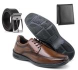 Sapato social masculino Com Cadarço Casual confortável estiloso Kit com Cinto e Carteira-SL302