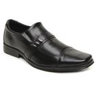 Sapato Social Masculino Confortável Casual Couro Preto Verniz Sola de Borracha 934MD