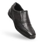 Sapato Social Masculino Couro Bico Quadrado Elástico Slip-On Calçar Trabalho Preto