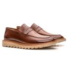 Sapato Social Masculino Loafer Couro Tratorado Liso Moderno