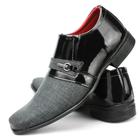 Sapato Social Masculino Preto/Cinza Confortável e Moderno Fivela