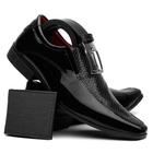 Sapato Social Masculino Preto Verniz Super Confortável e Estiloso + Carteira e Cinto