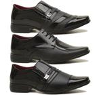 Sapato social masculino Sollano kit 3 pares preto verniz tamanho 37 ao 44