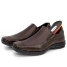 Sapato Social Mocassim Liso Masculino Confort Gel Couro Café