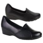 Sapato Social Preto Feminino Modare Anabela Salto Baixo Branco Ultra Conforto e Segurança 7014.229