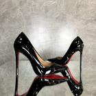 Sapato sola vermelha scarpin preto bico fino verniz brilhoso salto alto 12 cm tamanho 33