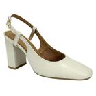 Sapato Vizzano Chanel Sling Back Salto Alto 1428.101 Off White