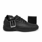Sapatos Masculinos Social Esporte Fino Com Cardaço Preto + Carteira e Cinto