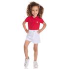 Sarja com elastano branco shorts infantil feminino com pedras de strass