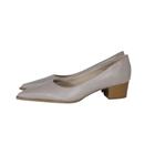 Scarpin Bico Fino Com Vira Couro Salto Grosso 4 CM Nude Spinelli