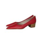 Scarpin Bico Fino Com Vira Couro Salto Grosso 4 CM Vermelho Spinelli