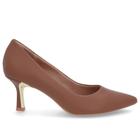 Scarpin Bico Fino Couro Marrom Detalhe Salto