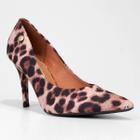 Scarpin Casual Vizzano Animal Print Onça Salto Alto Feminino - Onça