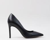 Scarpin CBK Salto Fino Alto Couro Preto