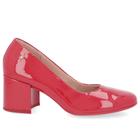 Scarpin Couro Verniz Vermelho Salto Bloco Liso