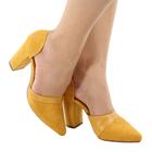 Scarpin Dravanna Salto Alto Bloco Chic Amarelo