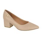 Scarpin Feminino Salto Baixo Confortavel Pelica Bege Vizzano