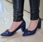 Scarpin Feminino Salto Bloco Azul Salto Leve