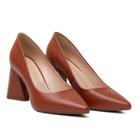 Scarpin Feminino Salto Grosso Bico Fino Estilo Casual