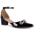 Scarpin Feminino Salto Grosso Salomé Laço Strass