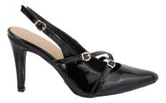 Scarpin Feminino Slinback Salto Alto Verniz Preto 6020