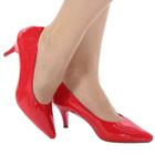 Scarpin feminino vermelho salto fino baixo conforto premium valle shoes