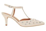 Scarpin Feminino Vizzano Slingback Tachas Brilho Salto Médio