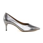 Scarpin Prata Carrano Glam Couro Salto Médio Fino 6,2cm