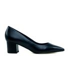 Scarpin Preto Couro Werner Salto Baixo Bloco 5,5cm