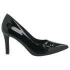 Scarpin Preto Salto Alto Verniz Bico Fino Usaflex Scarpin