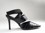 Scarpin Preto Salto Fino Croco - Hilary