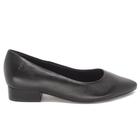 Scarpin Preto Usaflex Bico Fino Salto Baixo Couro