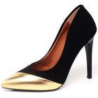 Scarpin Salto Alto Bicolor Metalizado Ellas Online Ouro Preto