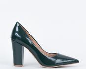 Scarpin Salto Bloco 10cm Verniz Verde Militar CBK