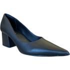 Scarpin Salto Bloco Couro Tendência Moda 2293.71568 Lialine Preto