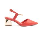 Scarpin Sapato da Corte Slingback Salto Bloco Cristal