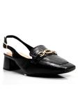 Scarpin Slingback Salto Bloco com Bico Quadrado - Bebecê - Preto Verniz T4618-323