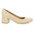 Scarpin Usaflex Feminino Couro Salto Bloco Furos Casual UC0101