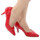 scarpin vermelho feminino salto baixo valle shoes